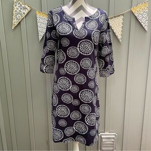 Hatley Lucy Peplum Sleeve Dress Navy Mandala